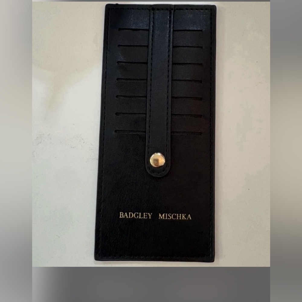 Badgley Mischka Black Card Organizer with Gold Detail